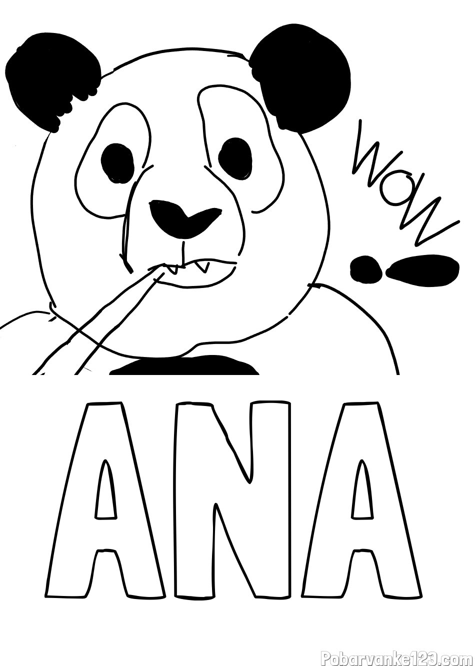Pobarvanka imena ANA in pobarvanka “Prestrašena panda”