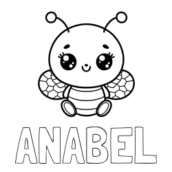 Online izdelana pobarvanka - Pobarvanka imena ANABEL in otroška pobarvanka ljubke čebele