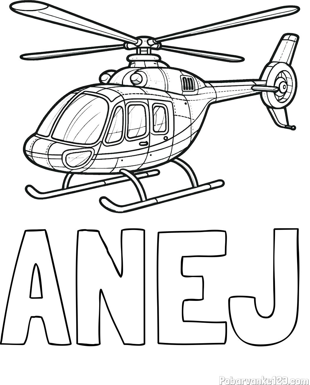 Pobarvanka imena ANEJ in pobarvanka sodobnega helikopterja