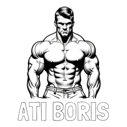 Online izdelana pobarvanka - Pobarvanka imena ATI BORIS in pobarvanka bodybuilder-ja