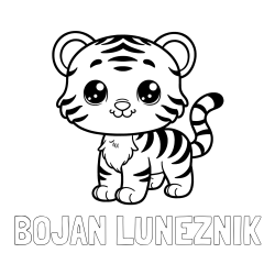 Online izdelana pobarvanka - Pobarvanka imena BOJAN LUNEZNIK in pobarvanka ljubkega tigrčka