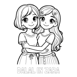Online izdelana pobarvanka - Pobarvanka imena DALAL IN ZARA in pobarvanka ljubkih prijateljic