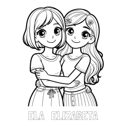 Pobarvanka imena ELA   ELIZABETA in pobarvanka ljubkih prijateljic