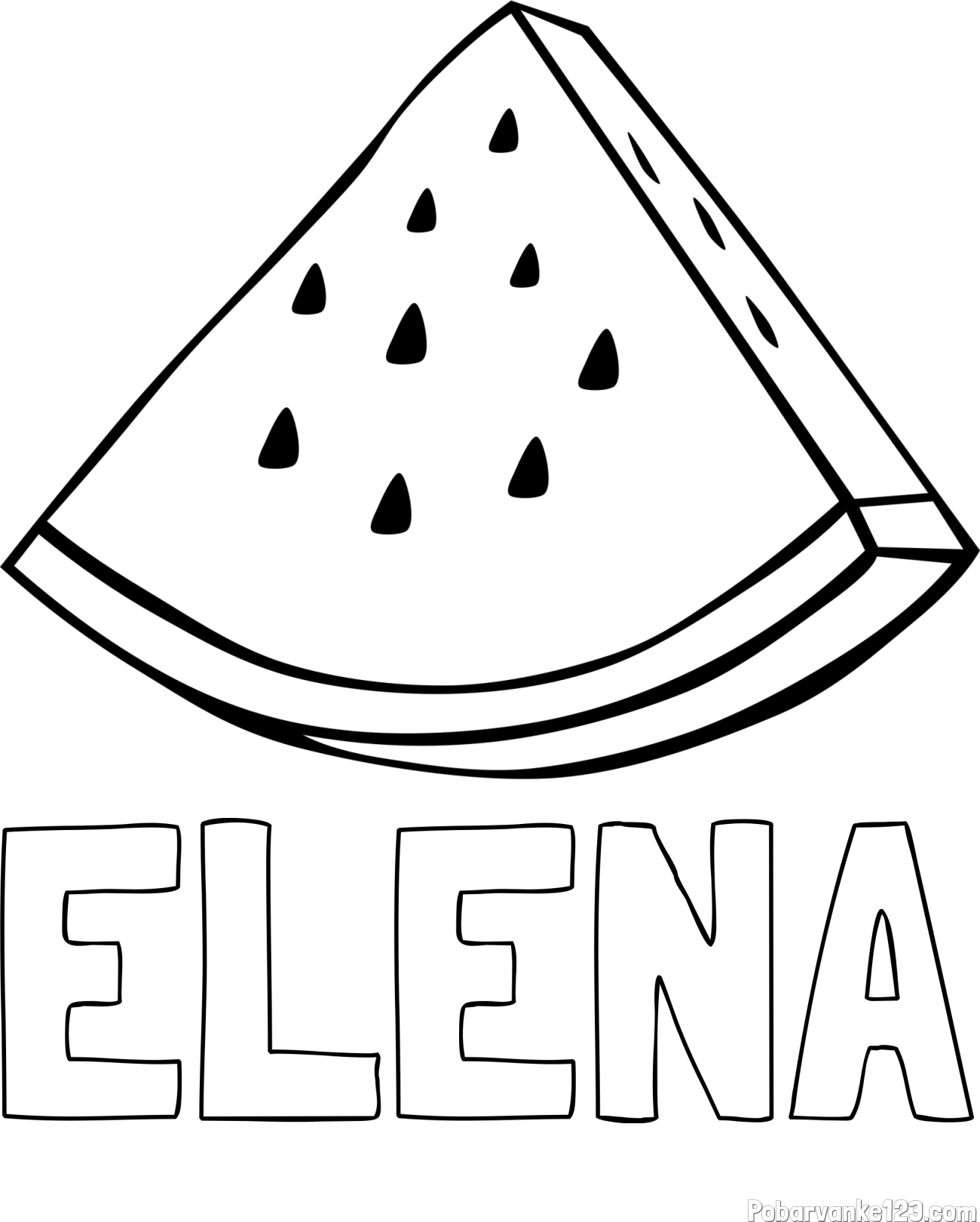 Pobarvanka imena ELENA in pobarvanka lubenice