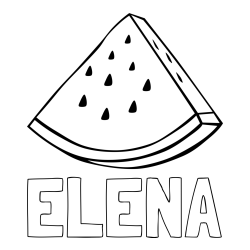 Online izdelana pobarvanka - Pobarvanka imena ELENA in pobarvanka lubenice