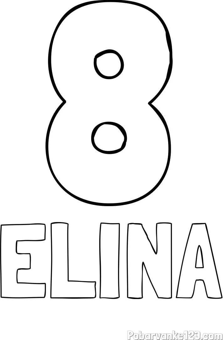 Pobarvanka imena ELINA in pobarvanka številke osem (8)