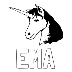 Online izdelana pobarvanka - Pobarvanka imena EMA in pobarvanka samorog