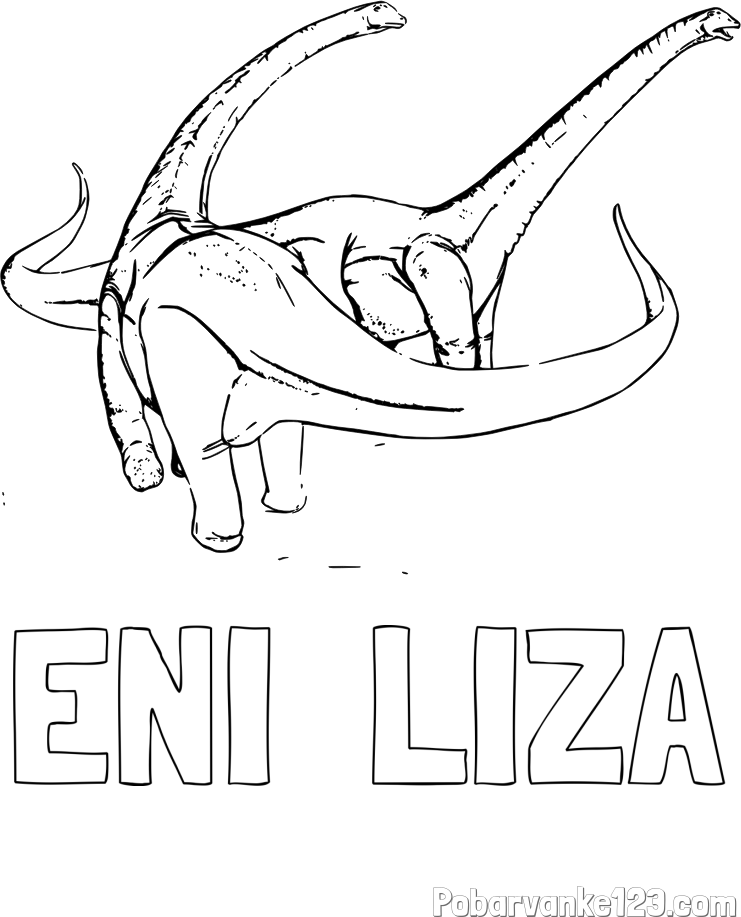Pobarvanka imena ENI  LIZA in pobarvanka dinozavra Alamosaurus