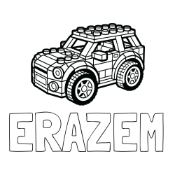 Online izdelana pobarvanka - Pobarvanka imena ERAZEM in pobarvanka avtomobila sestavljenega iz LEGO kock
