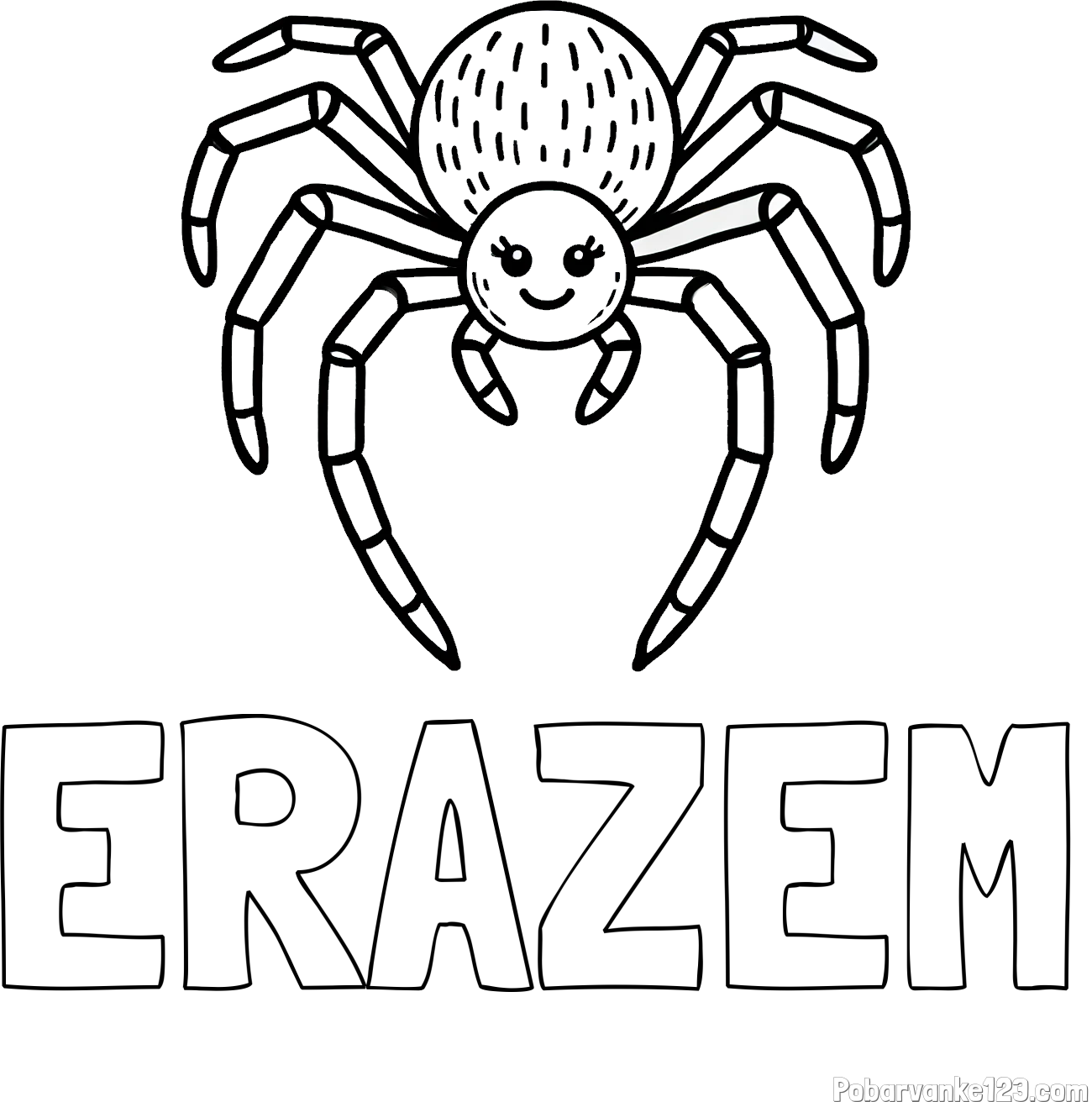 Pobarvanka imena ERAZEM in pobarvanka veselega pajka