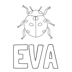 Online izdelana pobarvanka - Pobarvanka imena EVA in pobarvanka pikapolonice