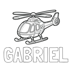 Online izdelana pobarvanka - Pobarvanka imena GABRIEL in pobarvanka helikopterja
