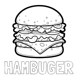 Online izdelana pobarvanka - Pobarvanka imena HAMBUGER in pobarvanka hamburger