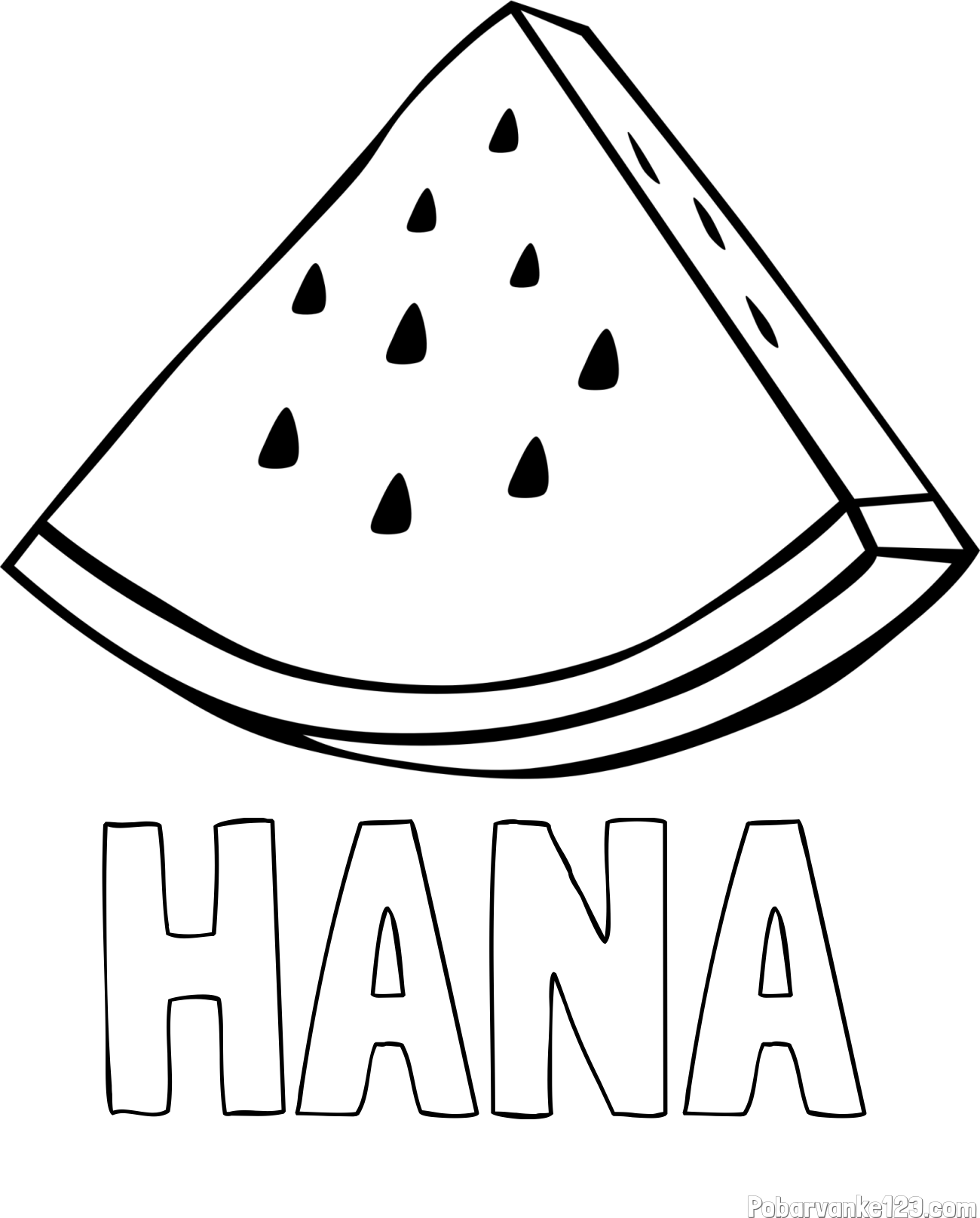 Pobarvanka imena HANA in pobarvanka lubenice