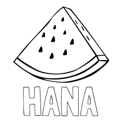 Online izdelana pobarvanka - Pobarvanka imena HANA in pobarvanka lubenice