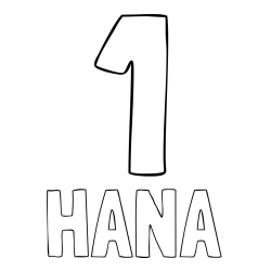 Online izdelana pobarvanka - Pobarvanka imena HANA in pobarvanka številke ena