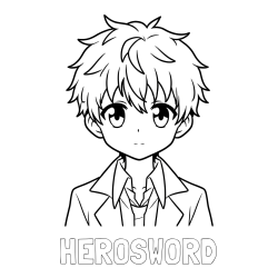Online izdelana pobarvanka - Pobarvanka imena HEROSWORD in pobarvanka fanta v anime slogu