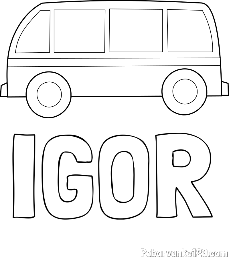 Pobarvanka imena IGOR in avtobus