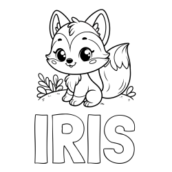 Online izdelana pobarvanka - Pobarvanka imena IRIS in pobarvanka lisičke