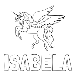 Online izdelana pobarvanka - Pobarvanka imena ISABELA in lepa pobarvanka samoroga