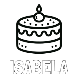 Online izdelana pobarvanka - Pobarvanka imena ISABELA in otroška pobarvanka majhne torte