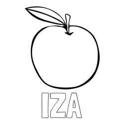 Online izdelana pobarvanka - Pobarvanka imena IZA in otroška pobarvanka jabolke