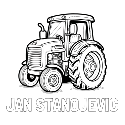 Online izdelana pobarvanka - Pobarvanka imena JAN STANOJEVIČ in pobarvanka starega, a lepega traktorja