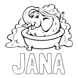 Online izdelana pobarvanka - Pobarvanka imena JANA in pobarvanka nasmejanega slončka