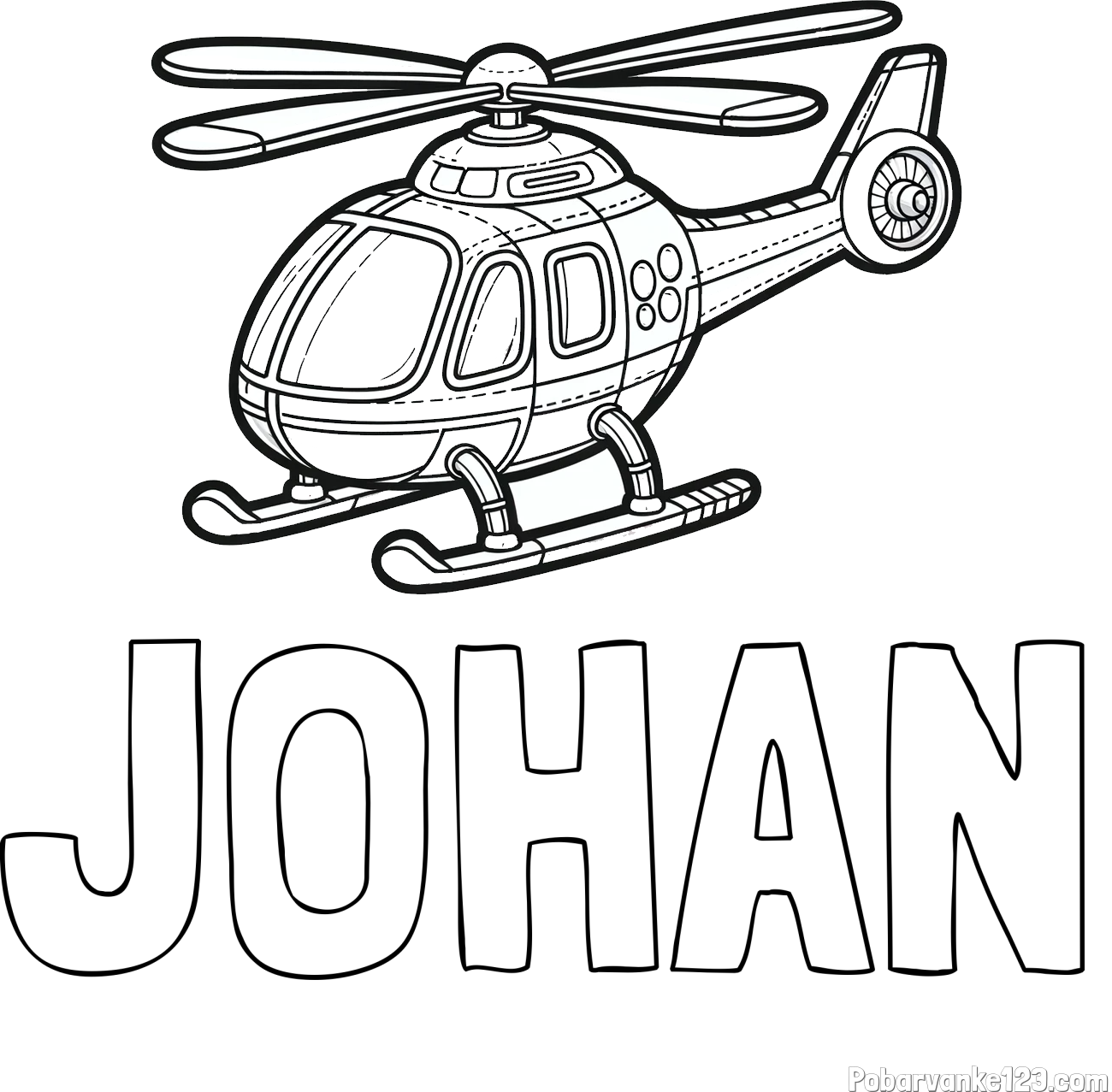 Pobarvanka imena JOHAN in pobarvanka helikopterja