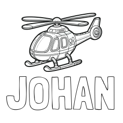 Online izdelana pobarvanka - Pobarvanka imena JOHAN in pobarvanka helikopterja