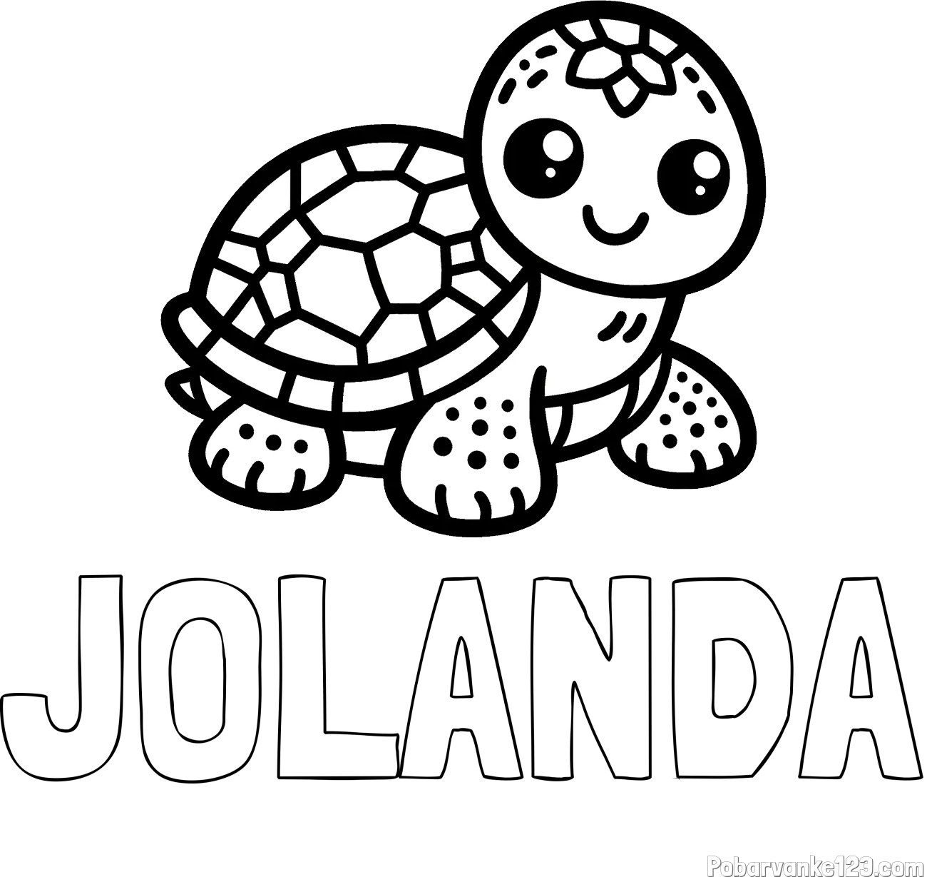 Pobarvanka imena JOLANDA in otroška pobarvanka želve