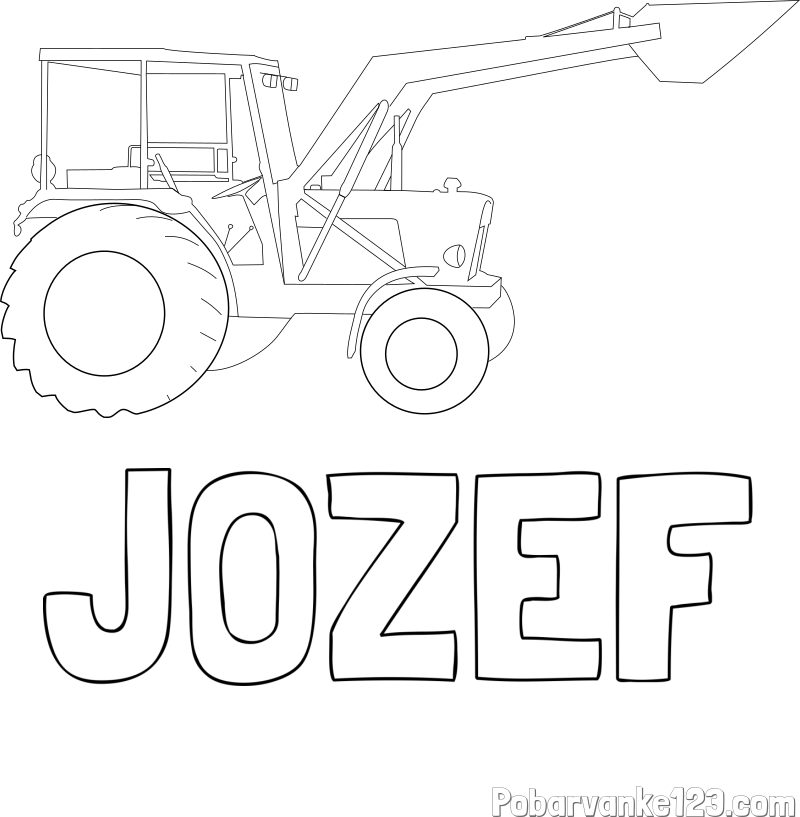 Pobarvanka imena JOŽEF in traktor 2