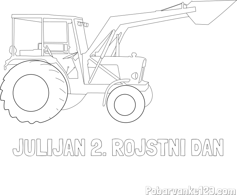 Pobarvanka imena JULIJAN 2. ROJSTNI DAN in traktor 2