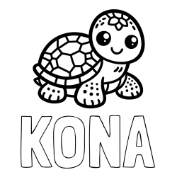Online izdelana pobarvanka - Pobarvanka imena KONA in otroška pobarvanka želve
