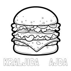 Online izdelana pobarvanka - Pobarvanka imena KRALJICA     AJDA in pobarvanka hamburger