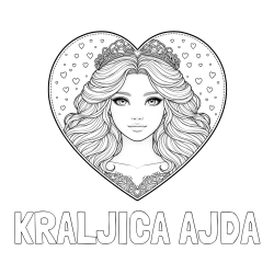 Pobarvanka imena KRALJICA AJDA in pobarvanka ljubke princese v srčku