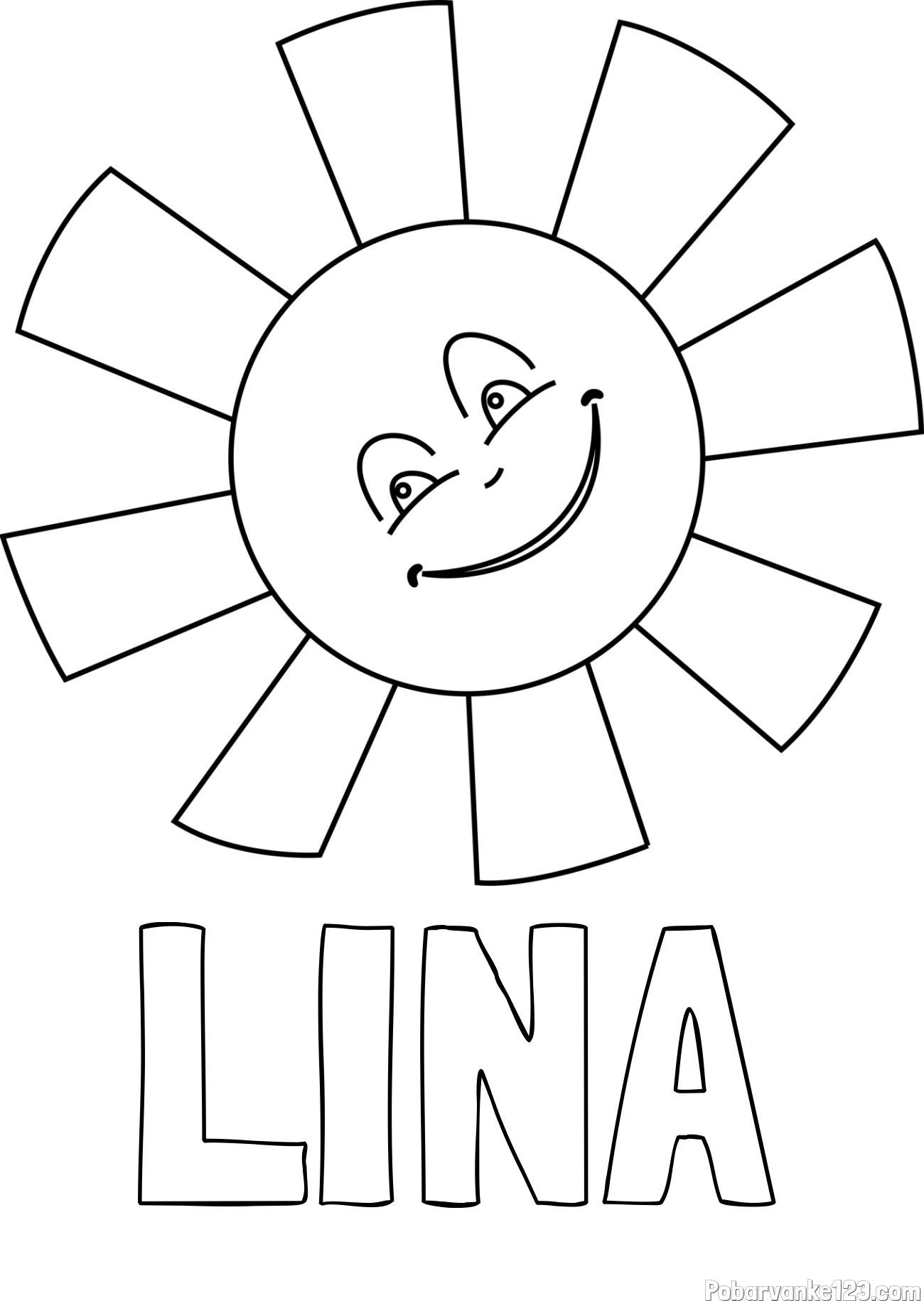Pobarvanka imena LINA in pobarvanka ljubkega sonca