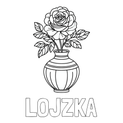 Online izdelana pobarvanka - Pobarvanka imena LOJZKA in pobarvanka vrtnice v vazi