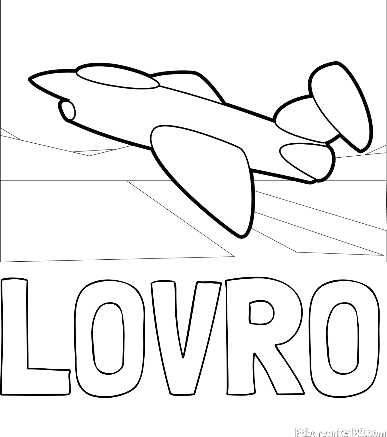 Pobarvanka imena LOVRO in pobarvanka aviona med vzletom