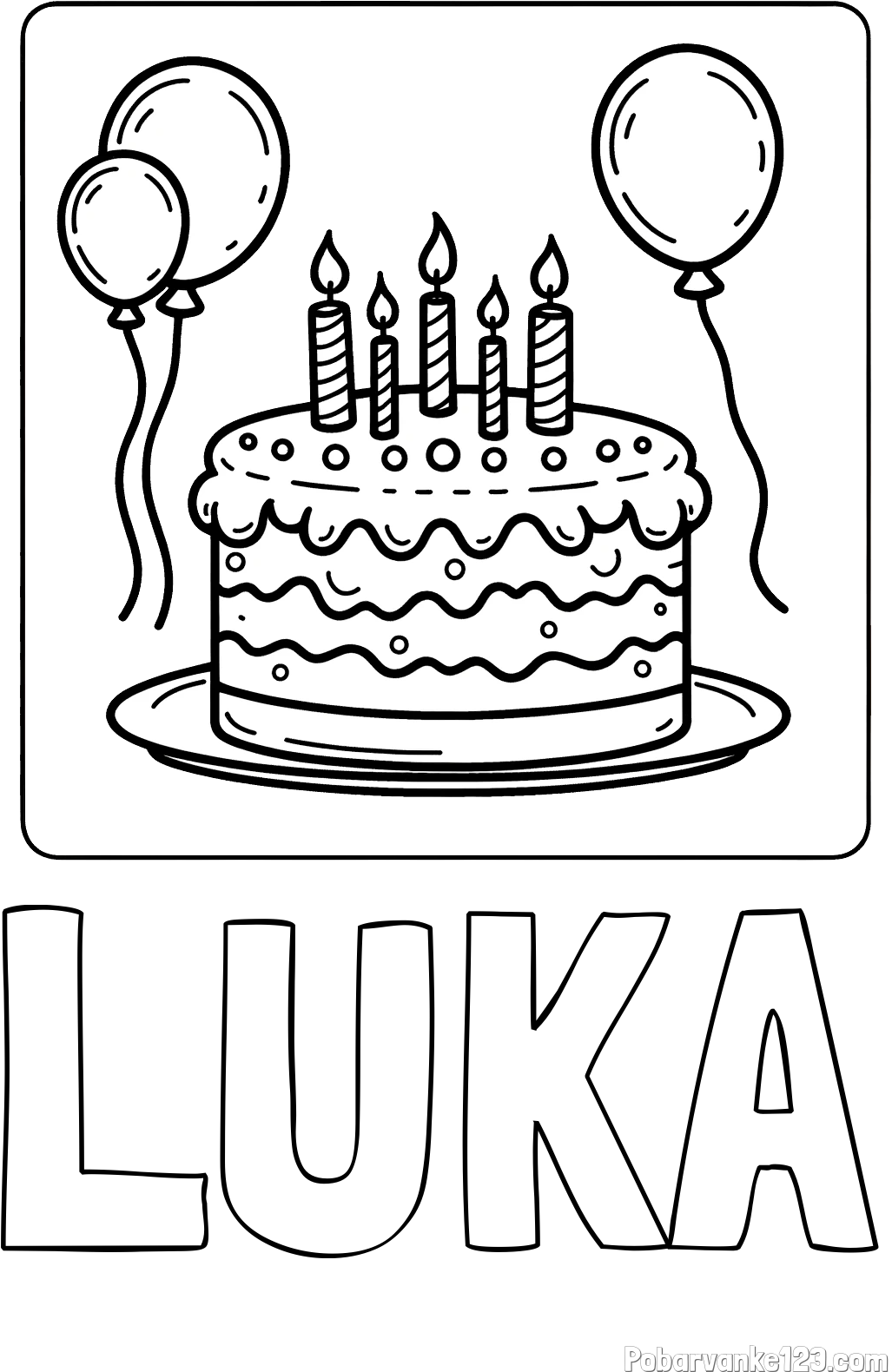 Pobarvanka imena LUKA in pobarvanka torte za 5. rojstni dan