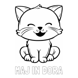 Online izdelana pobarvanka - Pobarvanka imena MAJ IN DORA in pobarvanka prikupne mačke