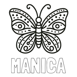 Online izdelana pobarvanka - Pobarvanka imena MANICA in preprosta pobarvanka metulja