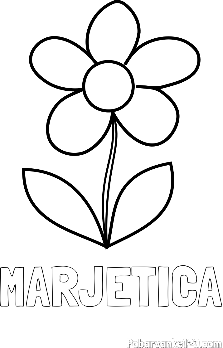 Pobarvanka imena MARJETICA in pobarvanka lepe cvetlice