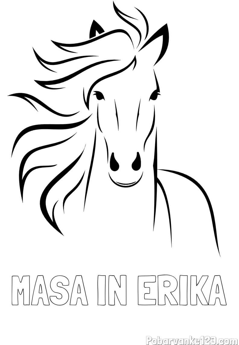 Pobarvanka imena MAŠA IN ERIKA in lepa pobarvanka konja