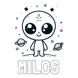 Online izdelana pobarvanka - Pobarvanka imena MILOŠ in pobarvanka vesoljec
