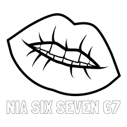 Online izdelana pobarvanka - Pobarvanka imena NIA SIX SEVEN 67 in pobarvanka ustnic