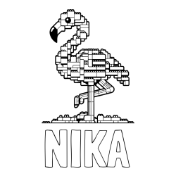 Online izdelana pobarvanka - Pobarvanka imena NIKA in pobarvanka flaminga sestavljenega iz LEGO kock