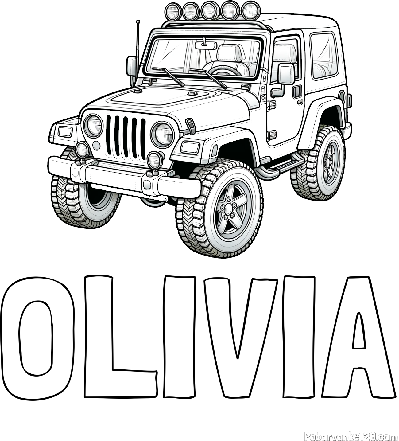 Pobarvanka imena OLIVIA in pobarvanka džipa