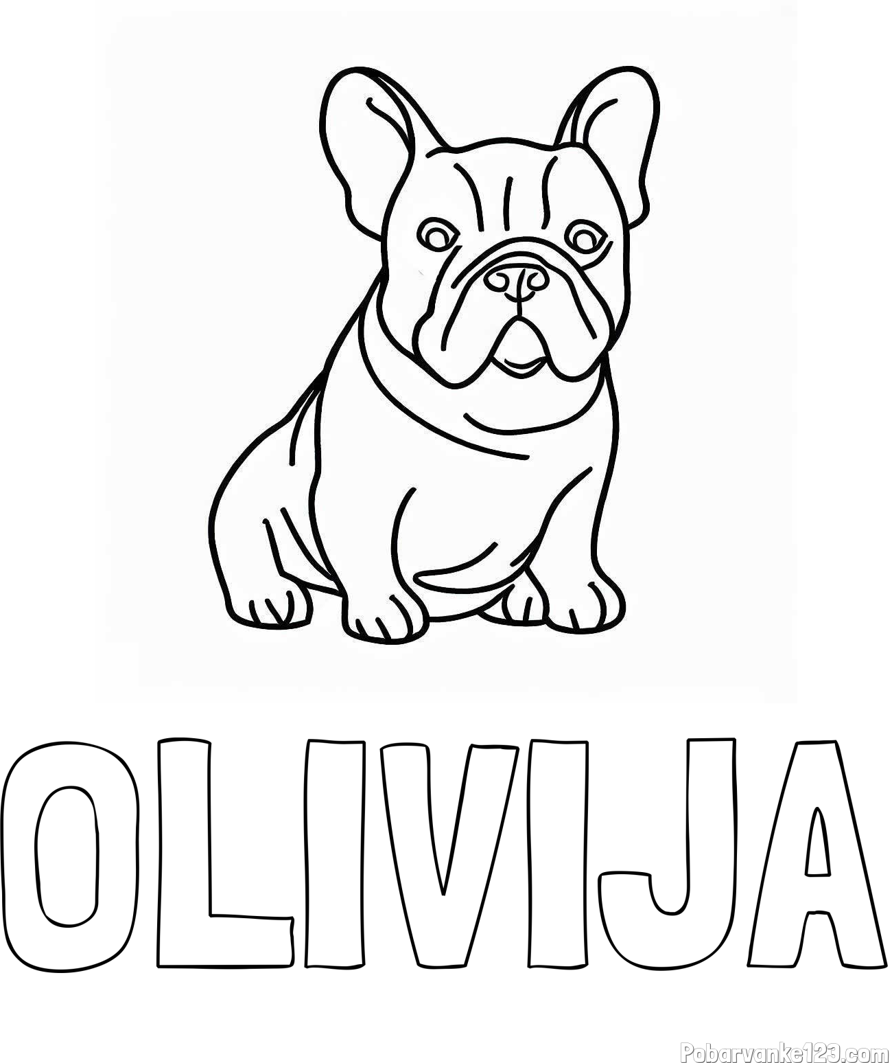 Pobarvanka imena OLIVIJA in pobarvanka francoskega buldoga