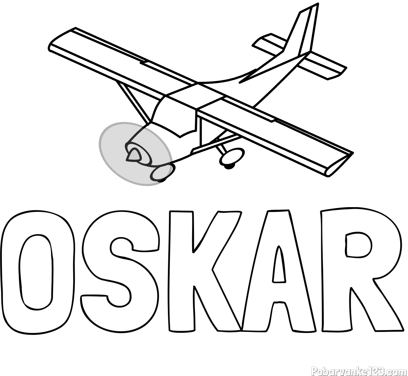 Pobarvanka imena OSKAR in pobarvanka letala med letom